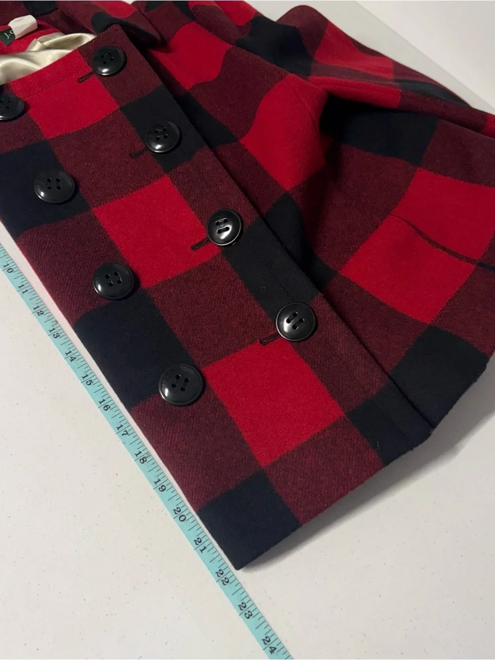 J.Crew 100% Wool Double Breasted Buffalo check plaid peacoat Jacket Size 12 - Picture 3 of 13